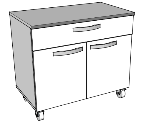 Meuble bas sur roulettes à porte(s) et 1 tiroir 40cm/60cm/80cm